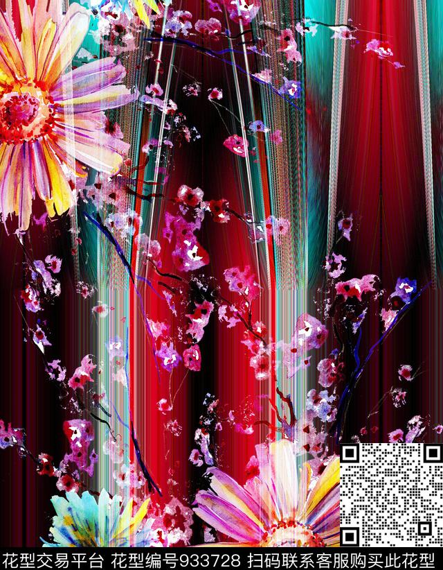 数码华亿平台胸前独幅定位花数码印花华亿平台下载（图片编号: 933728） - 瓦栏（Walan）