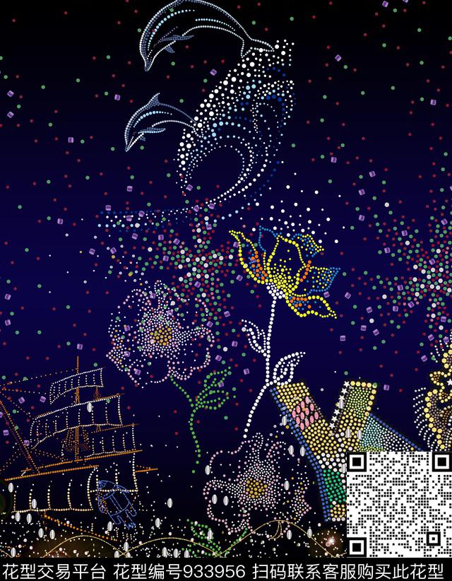 星星烫钻定位花数码印花华亿平台下载（图片编号: 933956） - 瓦栏（Walan）
