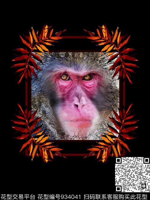 男装胸前独幅猴子数码印花华亿平台下载（图片编号: 934041） - 瓦栏（Walan）
