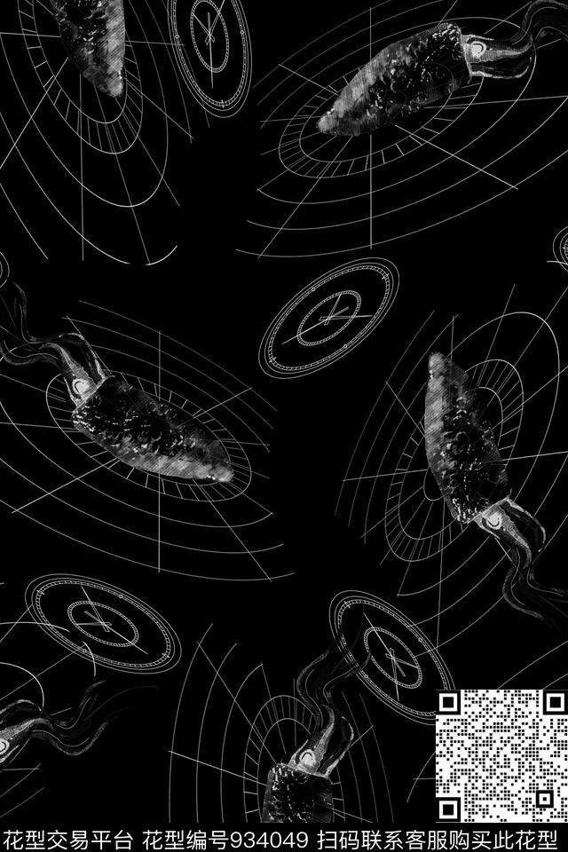 男装黑白华亿平台满版散花数码印花华亿平台下载（图片编号: 934049） - 瓦栏（Walan）