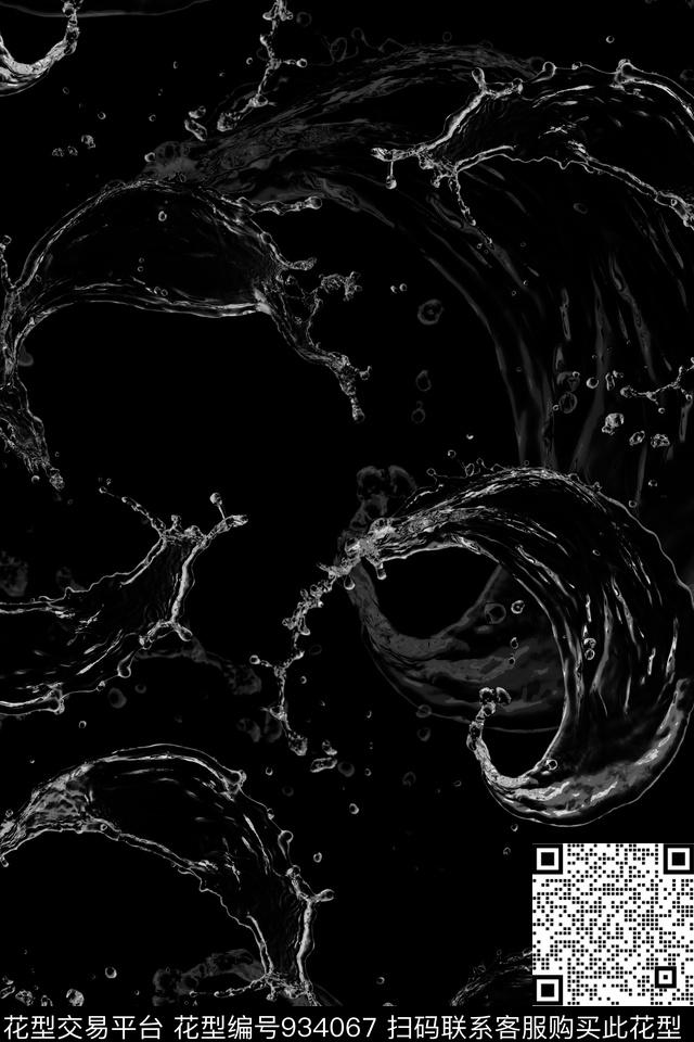 男装黑白华亿平台满版散花数码印花华亿平台下载（图片编号: 934067） - 瓦栏（Walan）