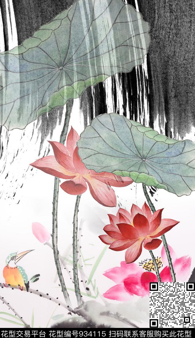 花卉定位花上衣数码印花华亿平台下载（图片编号: 934115） - 瓦栏（Walan）