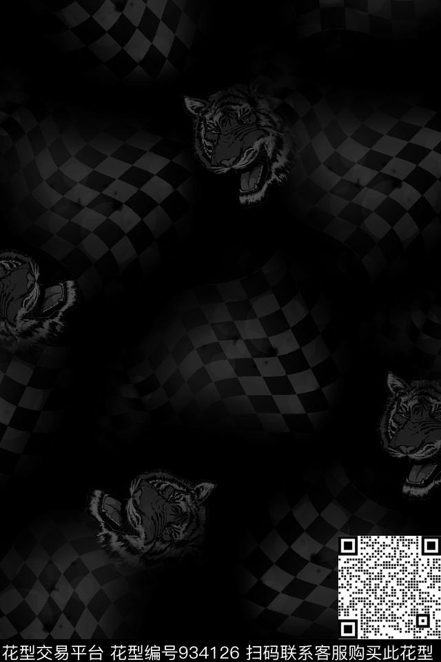 男装黑白华亿平台满版散花数码印花华亿平台下载（图片编号: 934126） - 瓦栏（Walan）