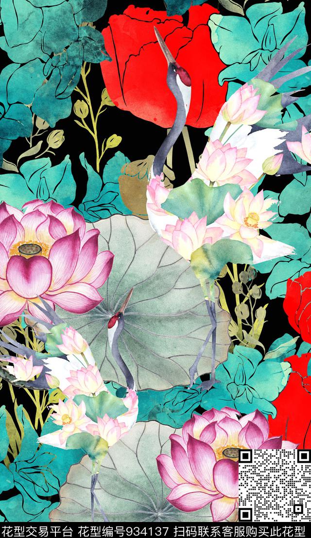 花卉定位花上衣数码印花华亿平台下载（图片编号: 934137） - 瓦栏（Walan）