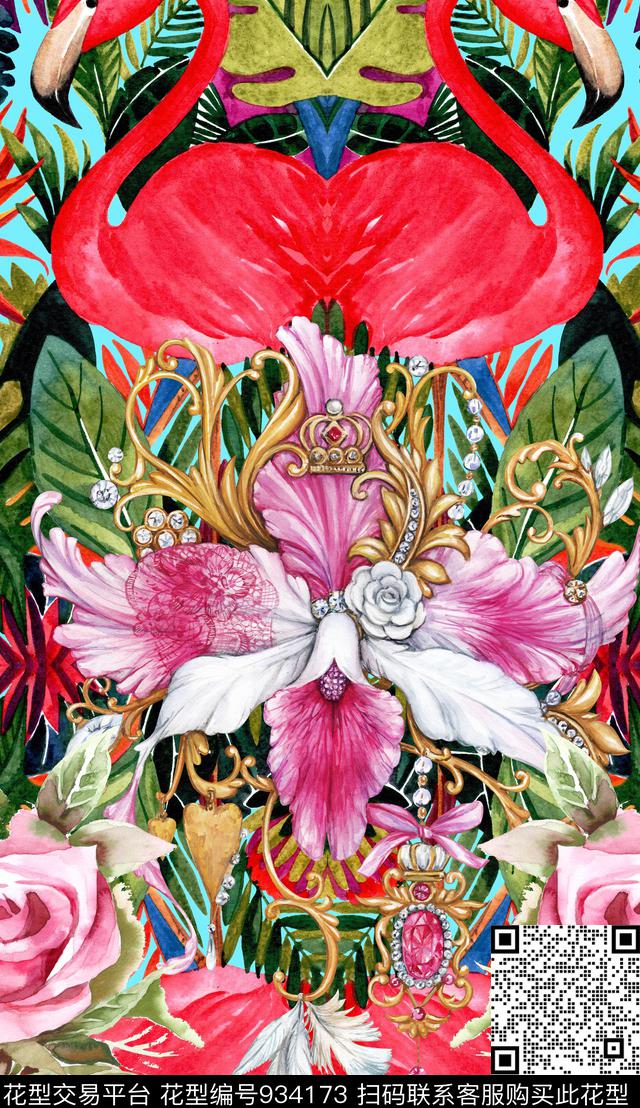 花卉定位花上衣数码印花华亿平台下载（图片编号: 934173） - 瓦栏（Walan）