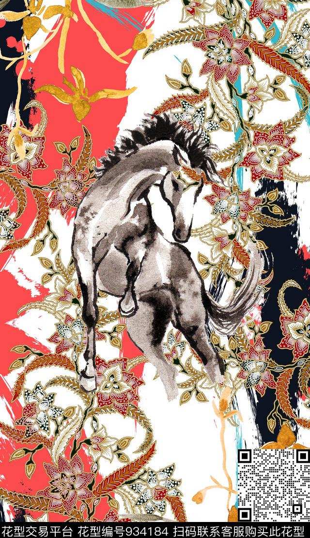 花卉定位花上衣数码印花华亿平台下载（图片编号: 934184） - 瓦栏（Walan）