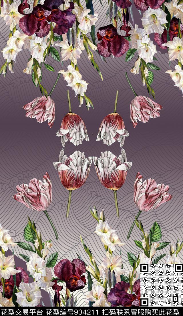 数码华亿平台花卉定位花数码印花华亿平台下载（图片编号: 934211） - 瓦栏（Walan）