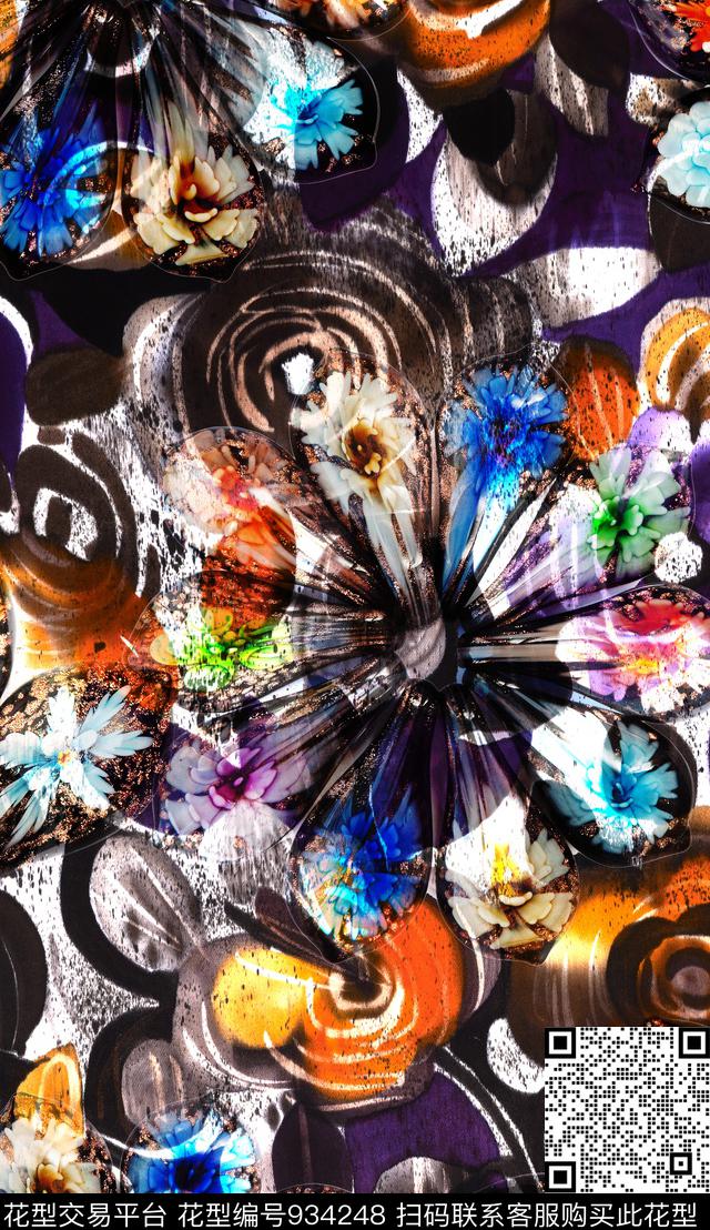 数码华亿平台花卉定位花数码印花华亿平台下载（图片编号: 934248） - 瓦栏（Walan）