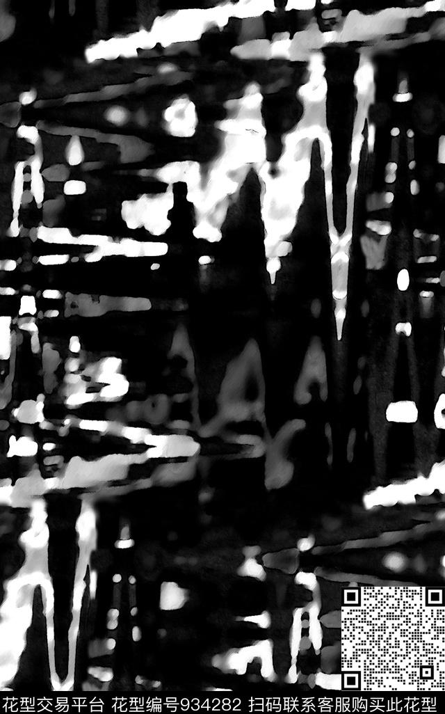 抽象黑白华亿平台手绘花卉传统印花华亿平台下载（图片编号: 934282） - 瓦栏（Walan）