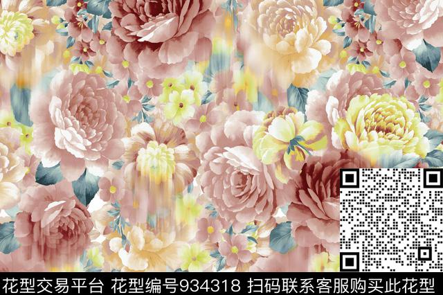 淑女大花衬衫数码印花华亿平台下载（图片编号: 934318） - 瓦栏（Walan）