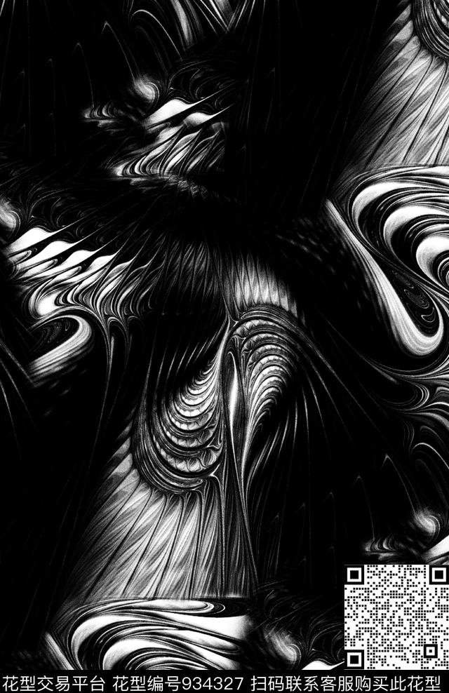 线条抽象笔触传统印花华亿平台下载（图片编号: 934327） - 瓦栏（Walan）