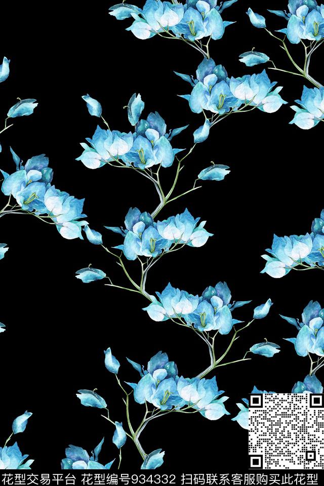 数码华亿平台秋冬华亿平台花卉数码印花华亿平台下载（图片编号: 934332） - 瓦栏（Walan）