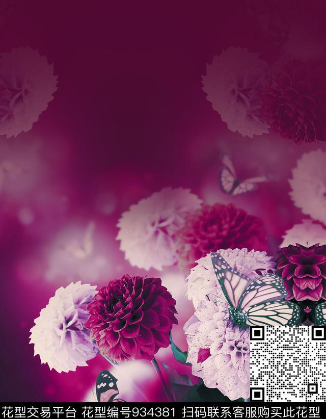 渐变花卉小上衣数码印花华亿平台下载（图片编号: 934381） - 瓦栏（Walan）