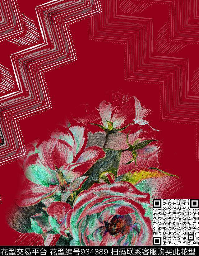 数码华亿平台定位花上衣数码印花华亿平台下载（图片编号: 934389） - 瓦栏（Walan）