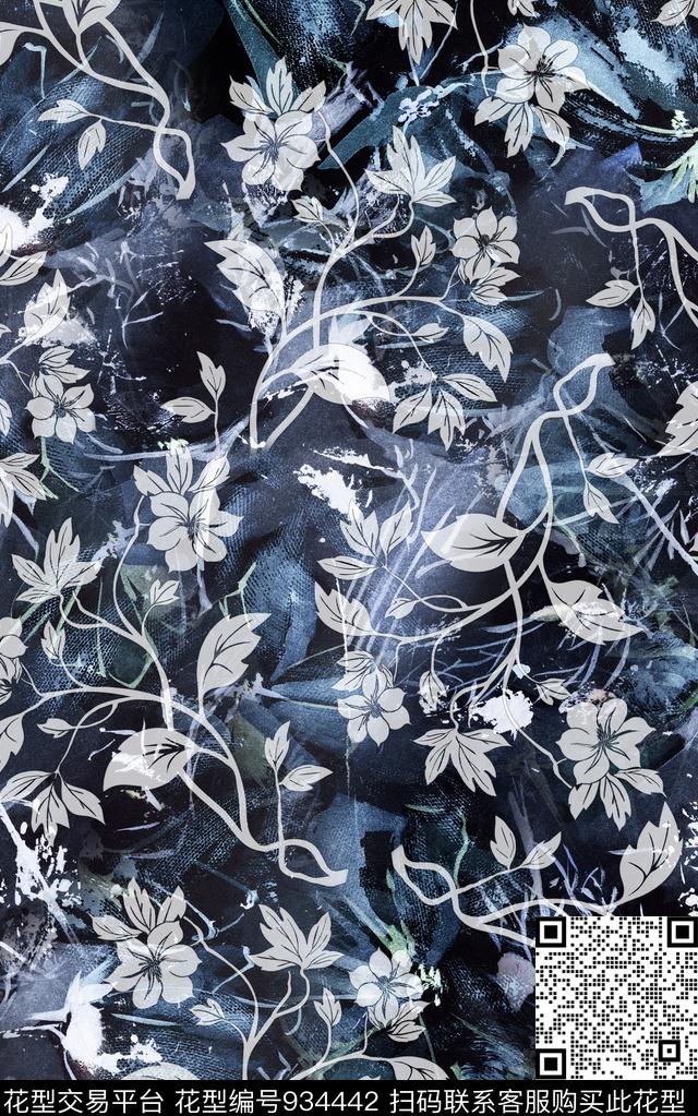 数码华亿平台中国风花卉数码印花华亿平台下载（图片编号: 934442） - 瓦栏（Walan）