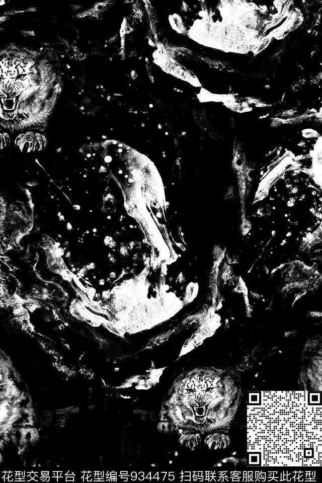 动物动物头黑白抽象数码印花华亿平台下载（图片编号: 934475） - 瓦栏（Walan）