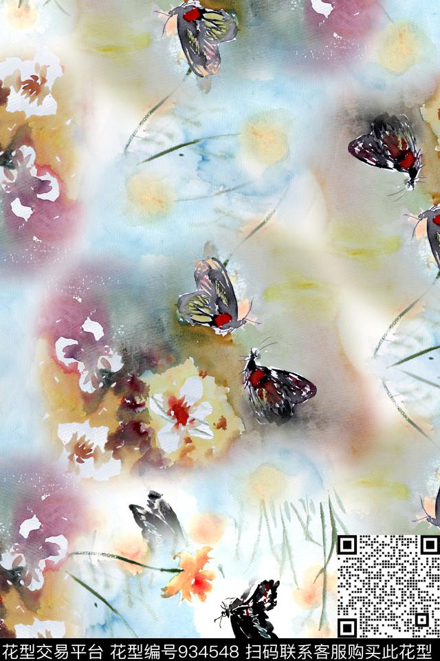 绘画艺术花卉数码印花华亿平台下载（图片编号: 934548） - 瓦栏（Walan）