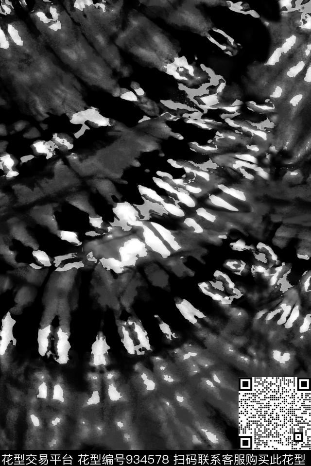 男装黑底花卉拔印数码印花华亿平台下载（图片编号: 934578） - 瓦栏（Walan）