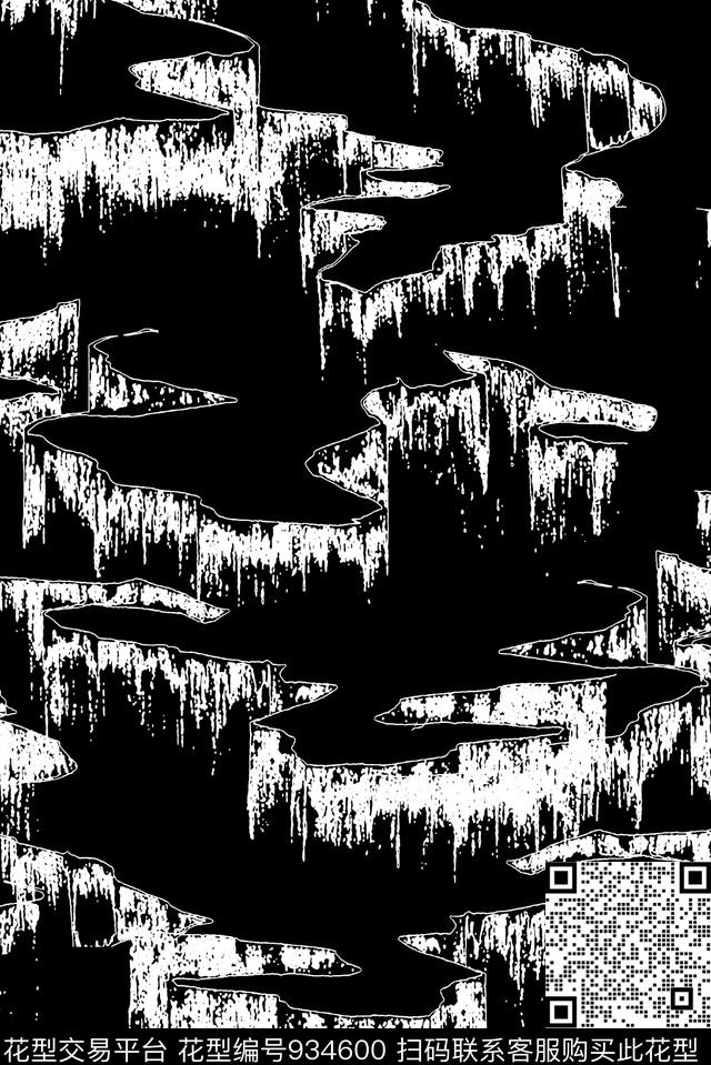 男装黑底花卉拔印数码印花华亿平台下载（图片编号: 934600） - 瓦栏（Walan）