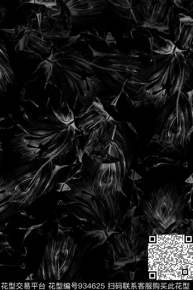 男装花卉黑白华亿平台数码印花华亿平台下载（图片编号: 934625） - 瓦栏（Walan）