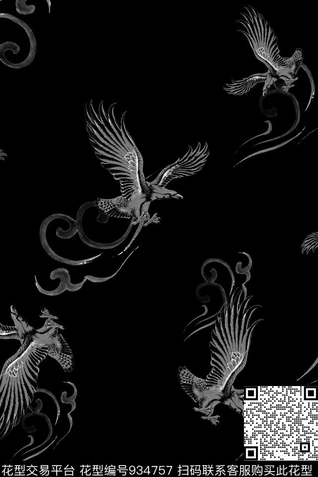 老鹰男装黑白华亿平台数码印花华亿平台下载（图片编号: 934757） - 瓦栏（Walan）