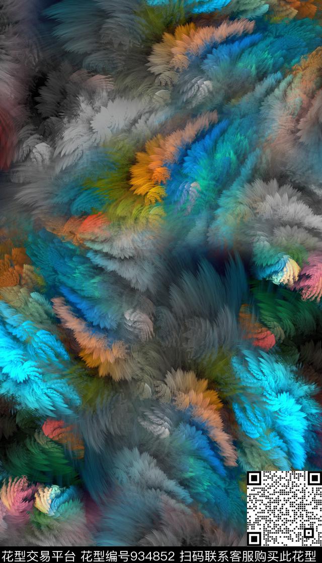 抽象炫彩纹理数码印花华亿平台下载（图片编号: 934852） - 瓦栏（Walan）