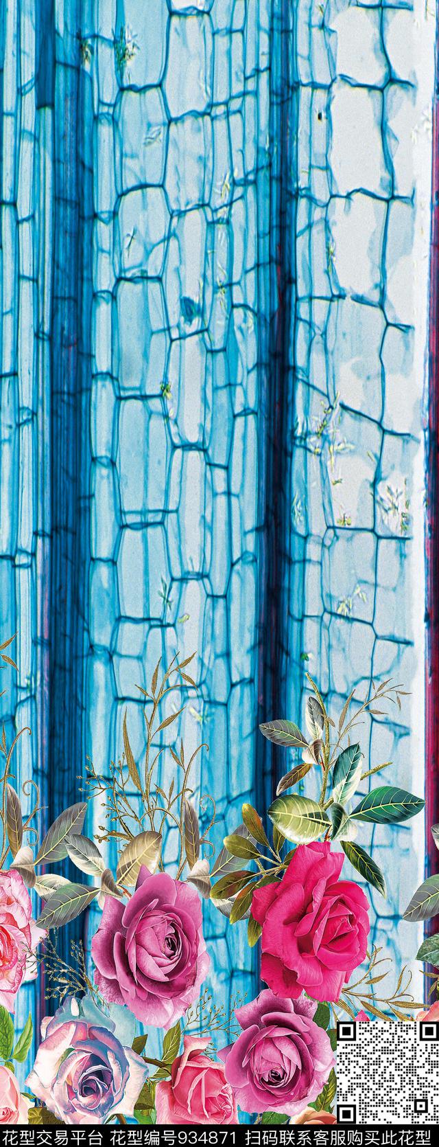 数码华亿平台大花中国风数码印花华亿平台下载（图片编号: 934871） - 瓦栏（Walan）