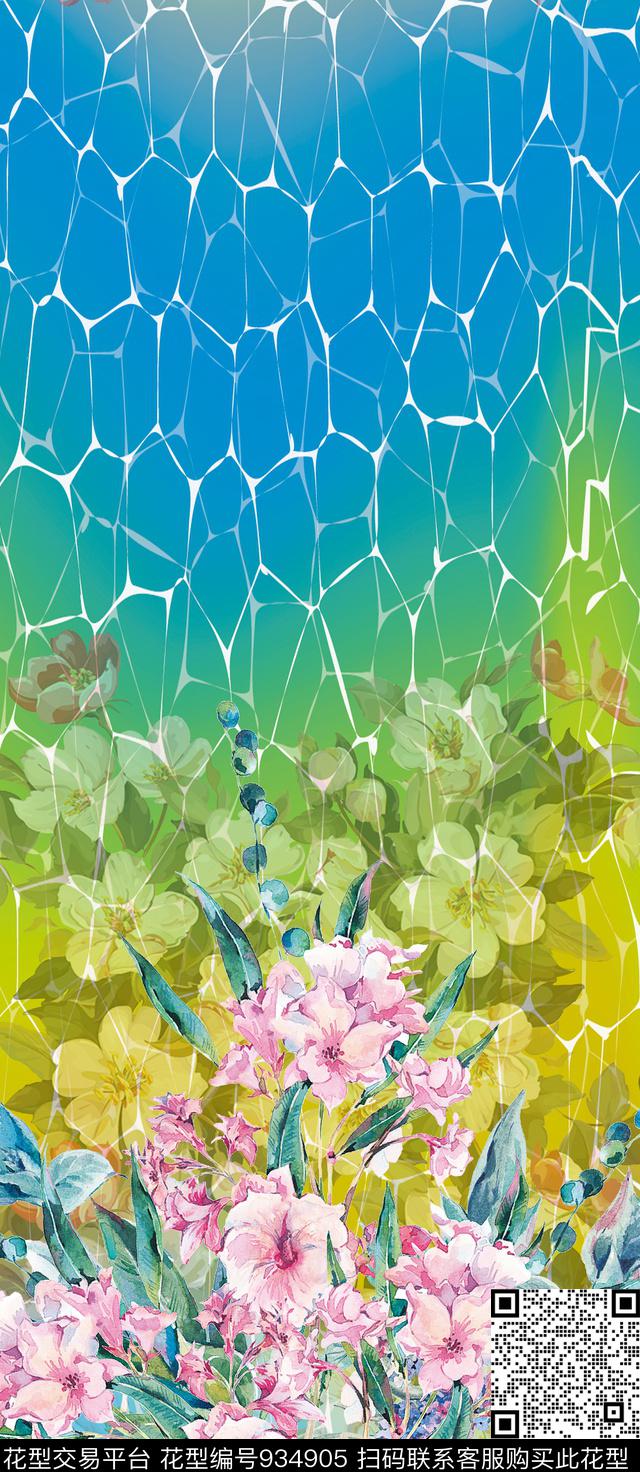 数码华亿平台大花中国风数码印花华亿平台下载（图片编号: 934905） - 瓦栏（Walan）