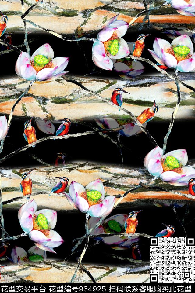 民族风女装荷花数码印花华亿平台下载（图片编号: 934925） - 瓦栏（Walan）