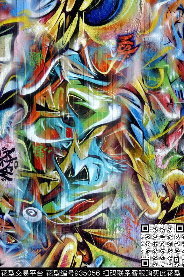 涂鸦抽象趣味数码印花华亿平台下载（图片编号: 935056） - 瓦栏（Walan）