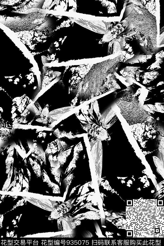 男装黑白华亿平台蜜蜂数码印花华亿平台下载（图片编号: 935075） - 瓦栏（Walan）
