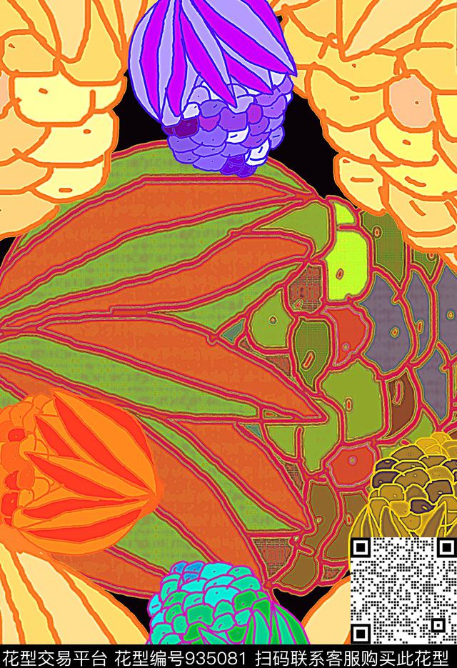 绘画抽象创意数码印花华亿平台下载（图片编号: 935081） - 瓦栏（Walan）