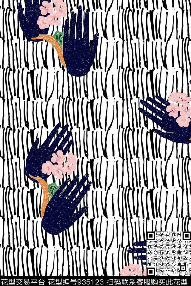 手条纹趣味数码印花华亿平台下载（图片编号: 935123） - 瓦栏（Walan）