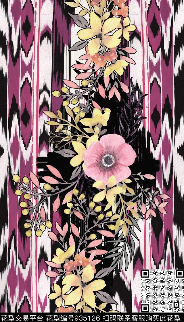 肌理几何长巾数码印花华亿平台下载（图片编号: 935126） - 瓦栏（Walan）