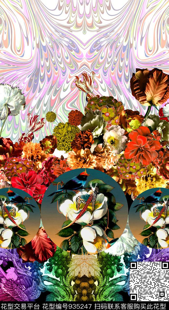 数码华亿平台花卉民族风数码印花华亿平台下载（图片编号: 935247） - 瓦栏（Walan）