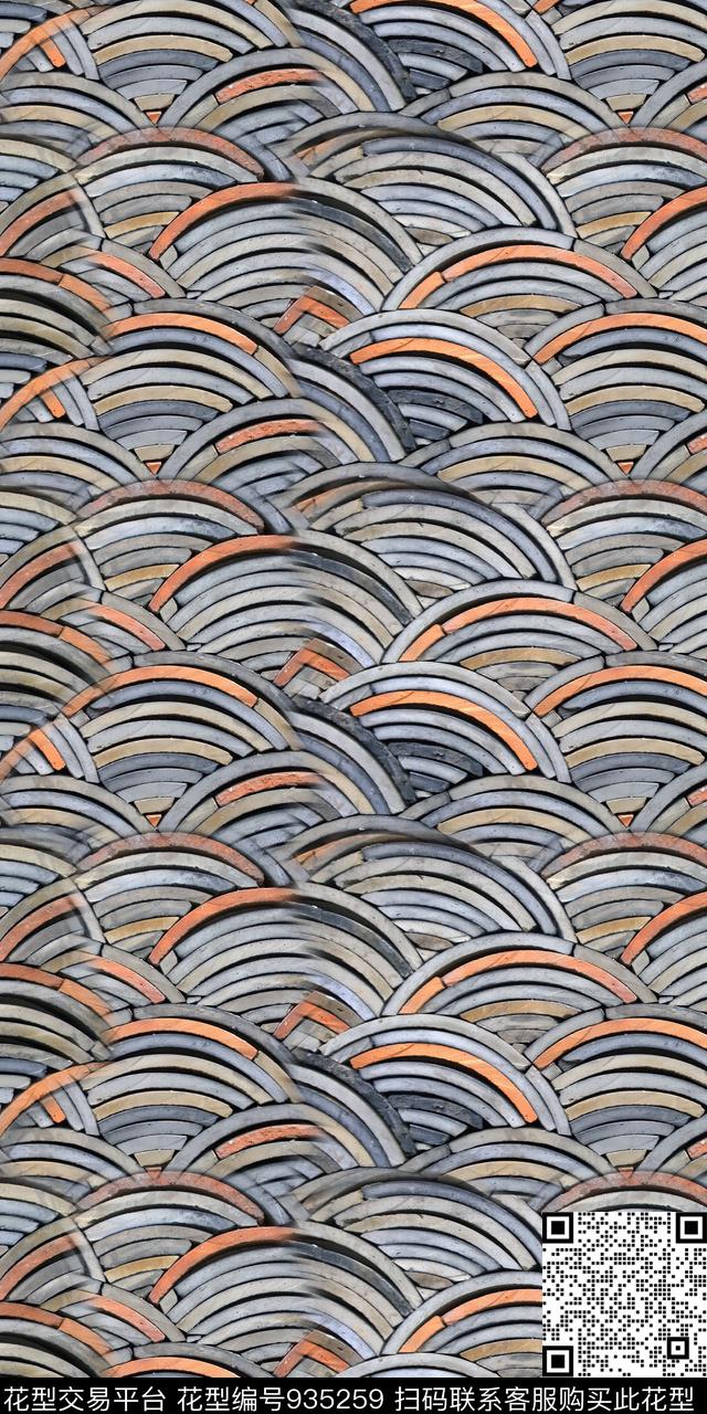 抽象几何复古数码印花华亿平台下载（图片编号: 935259） - 瓦栏（Walan）