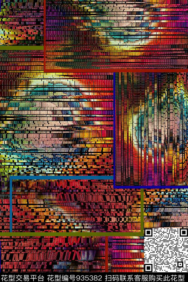 抽象民族风油画华亿平台数码印花华亿平台下载（图片编号: 935382） - 瓦栏（Walan）