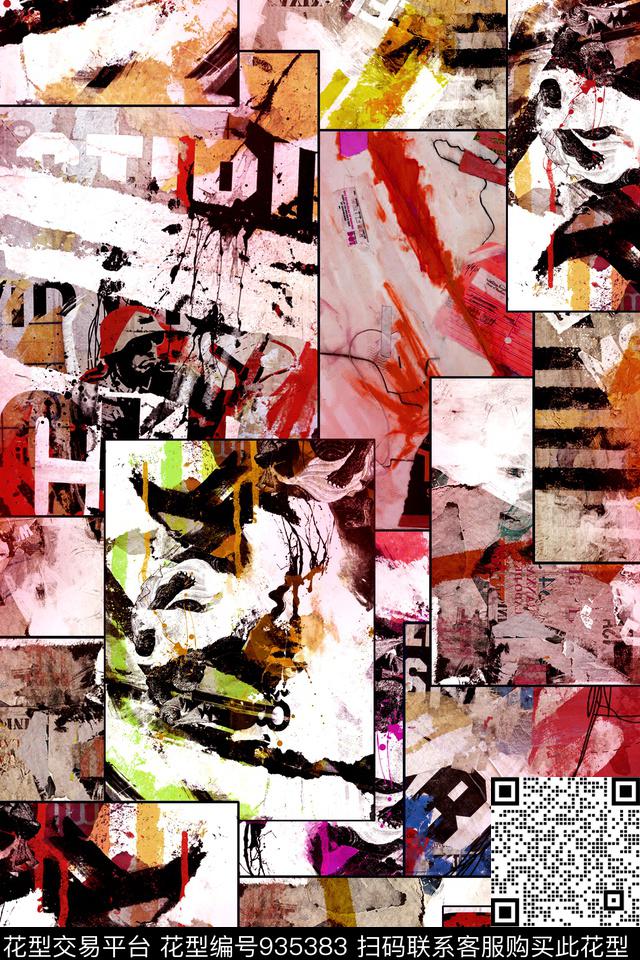 格子抽象民族风数码印花华亿平台下载（图片编号: 935383） - 瓦栏（Walan）