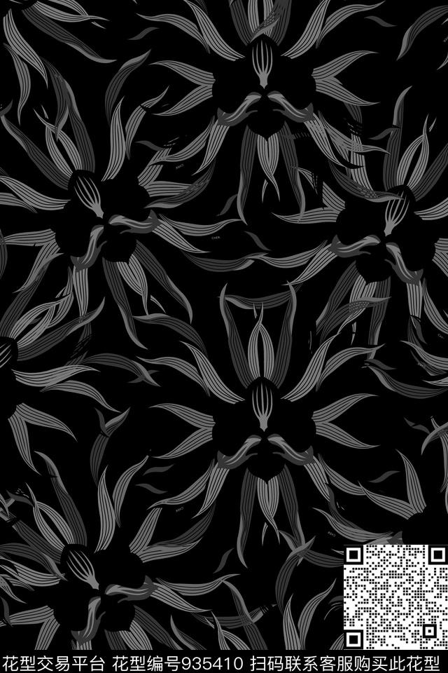 抽象男装花卉数码印花华亿平台下载（图片编号: 935410） - 瓦栏（Walan）