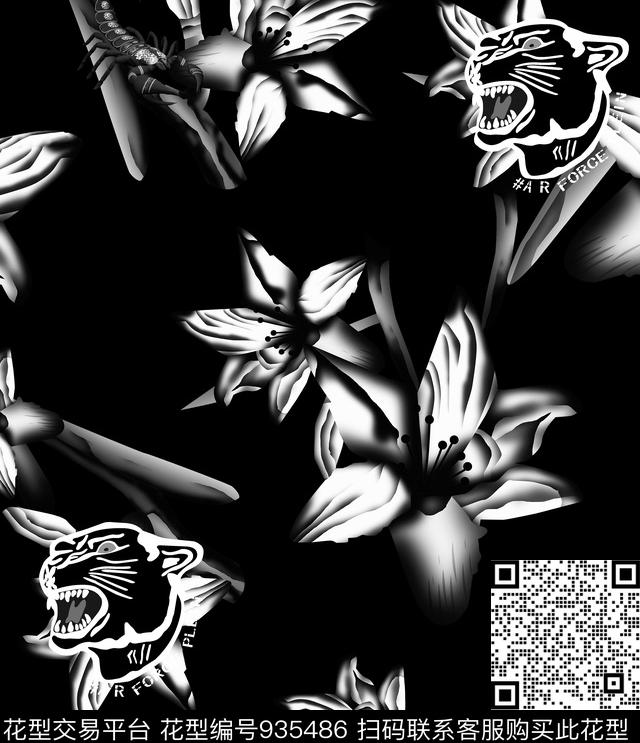 线条花卉数码华亿平台男装数码印花华亿平台下载（图片编号: 935486） - 瓦栏（Walan）