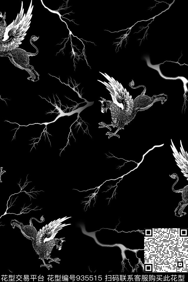 男装神兽闪电传统印花华亿平台下载（图片编号: 935515） - 瓦栏（Walan）