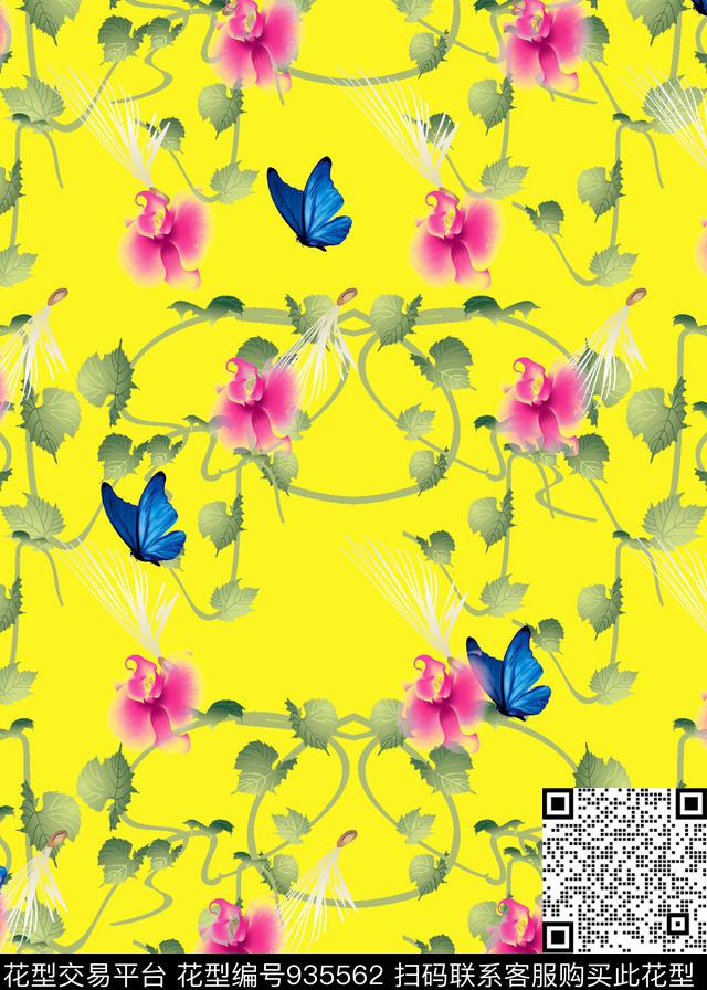 花卉植物简约传统印花华亿平台下载（图片编号: 935562） - 瓦栏（Walan）