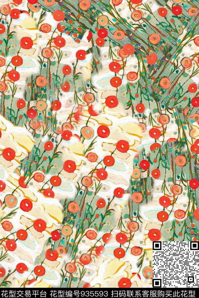 肌理油画华亿平台小碎花数码印花华亿平台下载（图片编号: 935593） - 瓦栏（Walan）