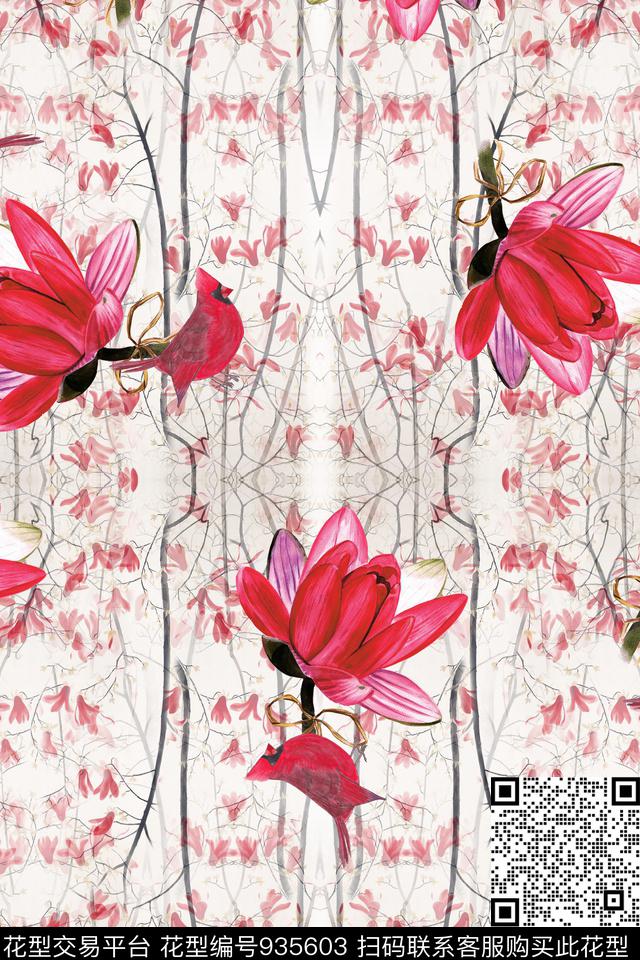 数码华亿平台肌理红花数码印花华亿平台下载（图片编号: 935603） - 瓦栏（Walan）