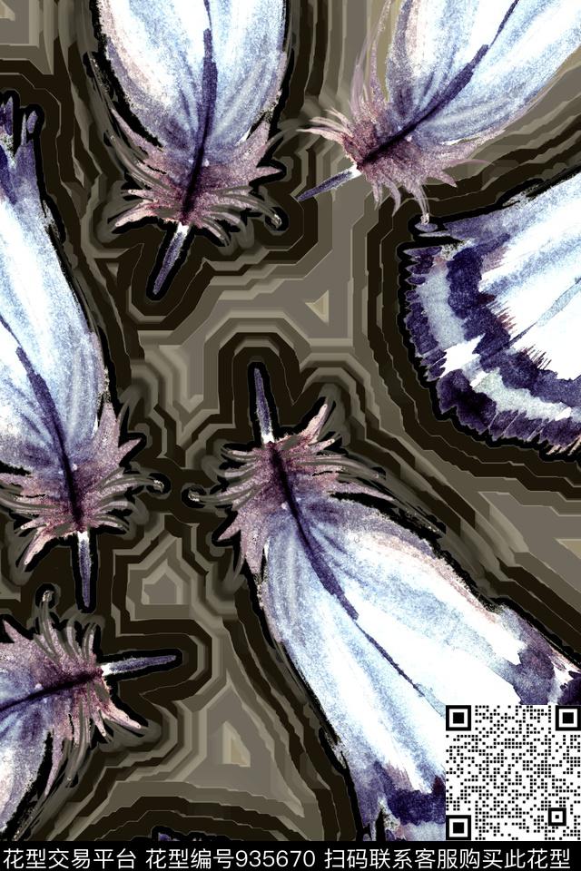 肌理抽象几何数码印花华亿平台下载（图片编号: 935670） - 瓦栏（Walan）