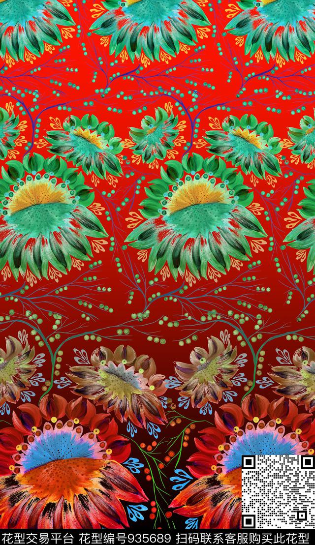 花卉植物罂粟花数码印花华亿平台下载（图片编号: 935689） - 瓦栏（Walan）