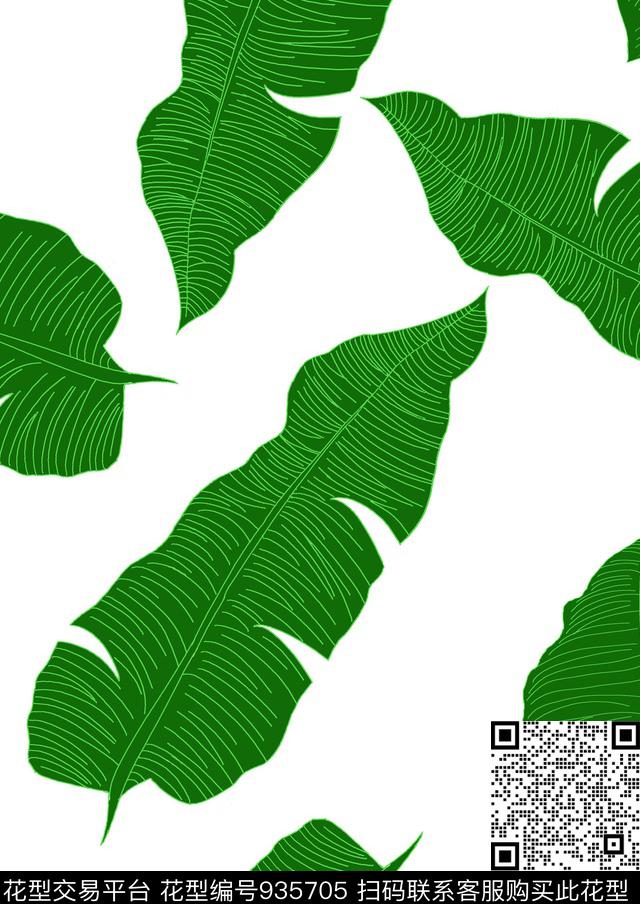 绿色棕榈树热带华亿平台数码印花华亿平台下载（图片编号: 935705） - 瓦栏（Walan）