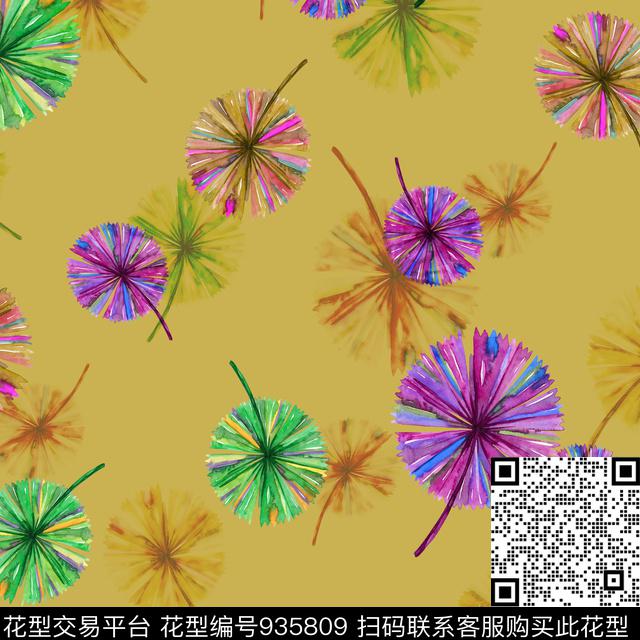 数码华亿平台手绘花卉满版散花数码印花华亿平台下载（图片编号: 935809） - 瓦栏（Walan）