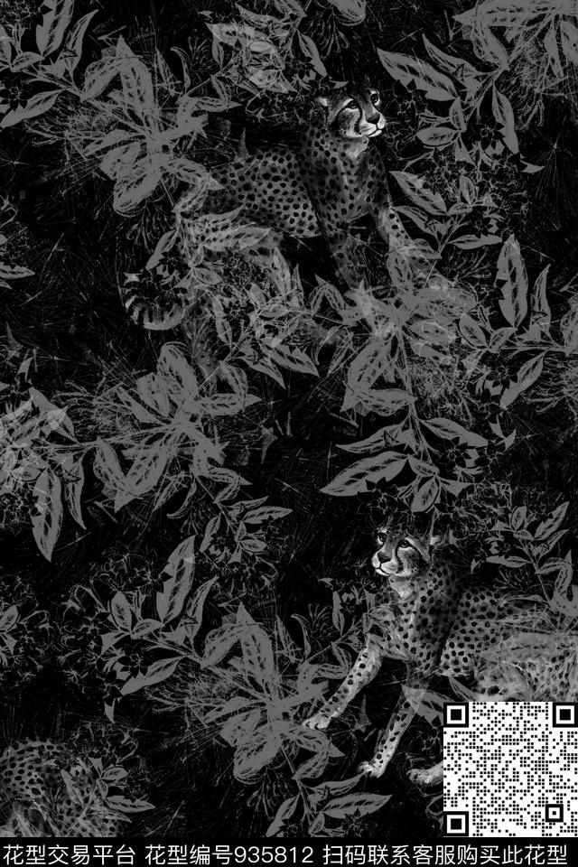 男装蛇黑白华亿平台数码印花华亿平台下载（图片编号: 935812） - 瓦栏（Walan）