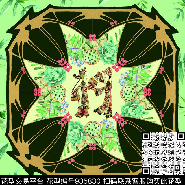 皮影民族风趣味数码印花华亿平台下载（图片编号: 935830） - 瓦栏（Walan）